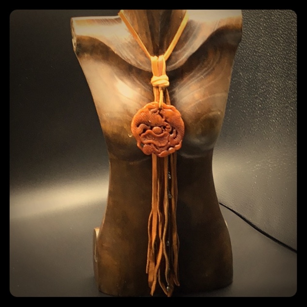 Hand Carved Agate Medallion Necklace